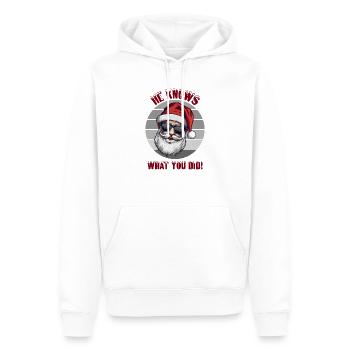 He knows what you did Christmas Santa - Männer Premium Bio Hoodie - Weiß - Vorne - Nico (187cm)