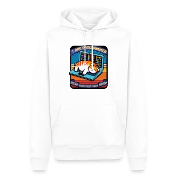 Ich bin Programmierer, fette schlafende Katze - Männer Premium Bio Hoodie - Weiß - Vorne - Nico (187cm)