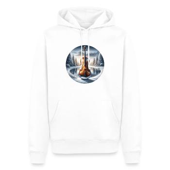 Geige vor winterlicher Schneelandschaft - Männer Premium Bio Hoodie - Weiß - Vorne - Nico (187cm)