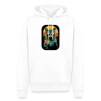 Chat avec cocktail - Sweat à capuche Premium bio Homme - blanc - Devant - Nico (187cm)