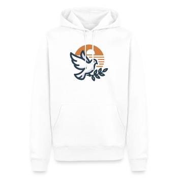 Sunrise Dove of Peace - Art minimaliste pour l’harmonie - Sweat à capuche Premium bio Homme - blanc - Devant - Nico (187cm)