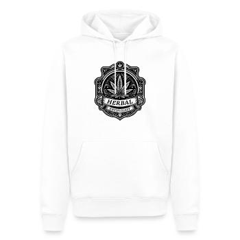 Badge élégant de passionné d’herbes - Sweat à capuche Premium bio Homme - blanc - Devant - Nico (187cm)