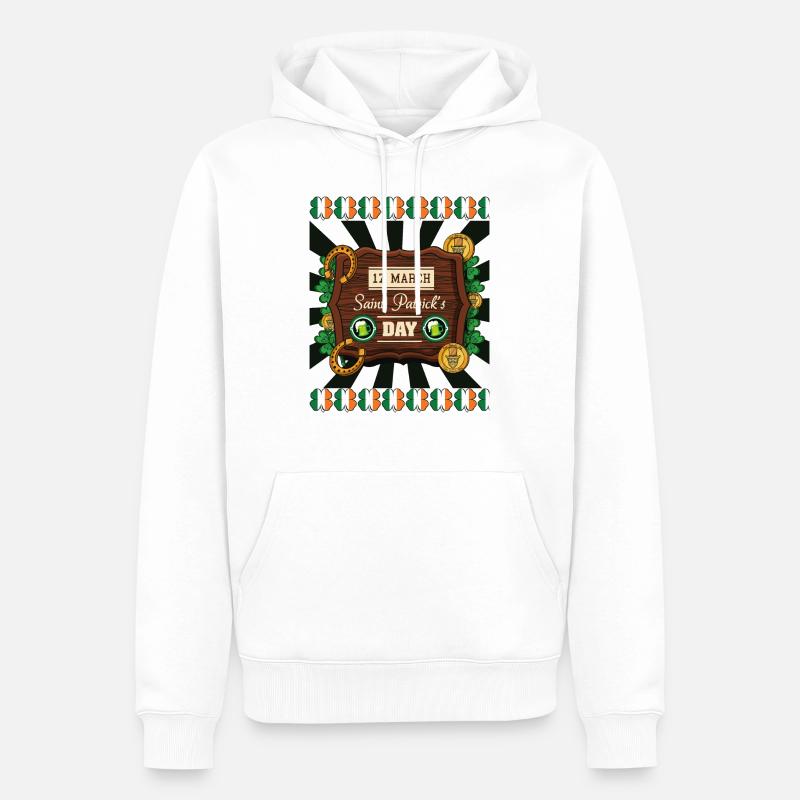 Fête de la Saint-Patrick 2 - Sweat à capuche Premium bio Homme - blanc
