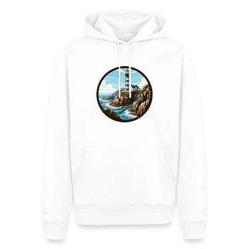 Picturesque lighthouse on rocky coast - Men’s Premium Organic Hoodie - white - Front - Nico (187cm)