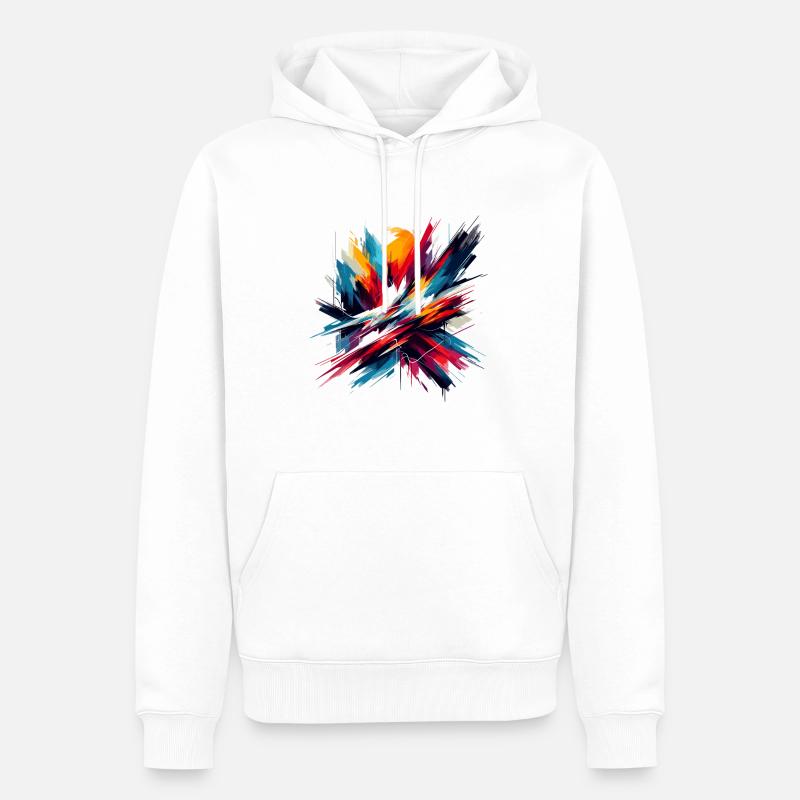 Peinture expressionniste abstraite moderne - Sweat à capuche Premium bio Homme - blanc