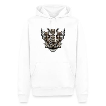Mechanische Steampunk-Eule - Männer Premium Bio Hoodie - Weiß - Vorne - Nico (187cm)
