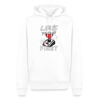 Les joueurs adorent - Sweat à capuche Premium bio Homme - blanc - Devant - Nico (187cm)