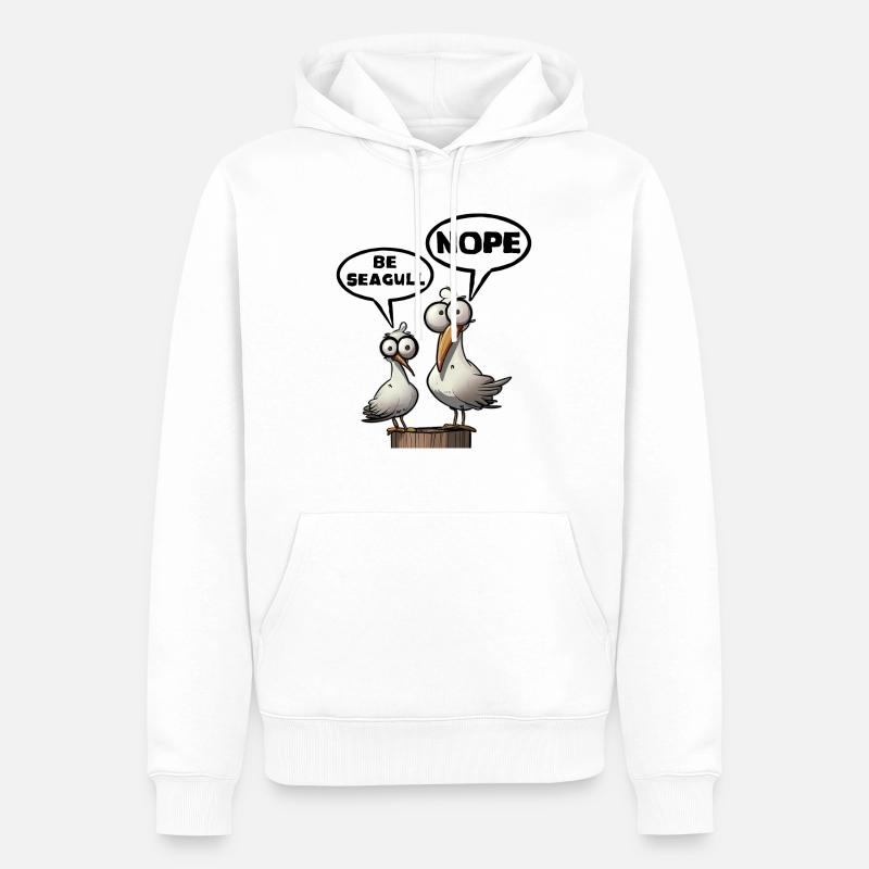 Be Seagull Nope - Sweat à capuche Premium bio Homme - blanc