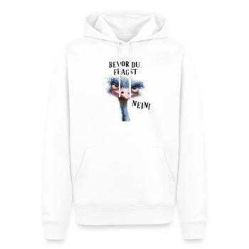 Avant que vous ne posiez la question, non ! Oiseau Autruche - Sweat à capuche Premium bio Homme - blanc - Devant - Nico (187cm)