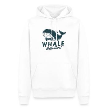 Stilvoller Bowtie Wal Kunstdruck - Whale Hello There - Männer Premium Bio Hoodie - Weiß - Vorne - Nico (187cm)
