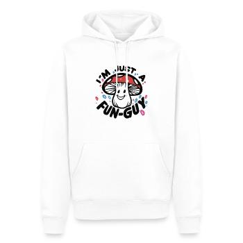 MUSHROOM. I'M JUST A FUN-GUY - Men’s Premium Organic Hoodie - white - Front - Nico (187cm)
