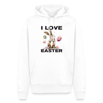 J’ADORE Pâques ! - Sweat à capuche Premium bio Homme - blanc - Devant - Nico (187cm)