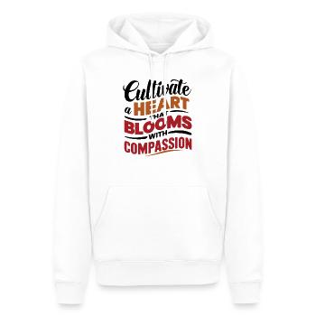 Kultivieren Sie das Herz und erblühen Sie Mitgefühl - Digitale Kunst - Männer Premium Bio Hoodie - Weiß - Vorne - Nico (187cm)