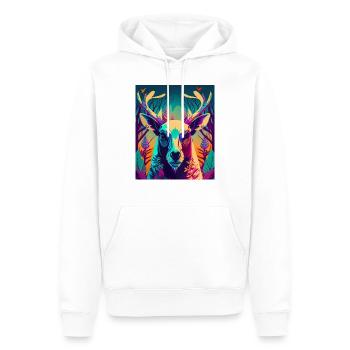 Abstrakter Neon Hirsch - Männer Premium Bio Hoodie - Weiß - Vorne - Nico (187cm)