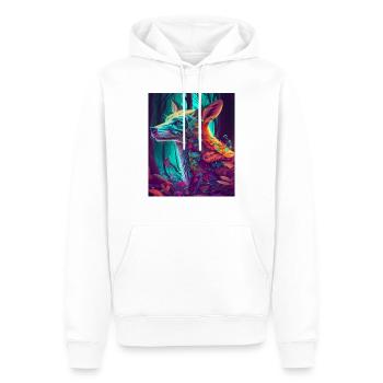 Kleiner Fuchs im neonfarbigen Blättermeer - Männer Premium Bio Hoodie - Weiß - Vorne - Nico (187cm)