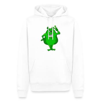 Grün Alien Hand Peace-Zeichen T-Shirt niedlich einäugig - Männer Premium Bio Hoodie - Weiß - Vorne - Nico (187cm)