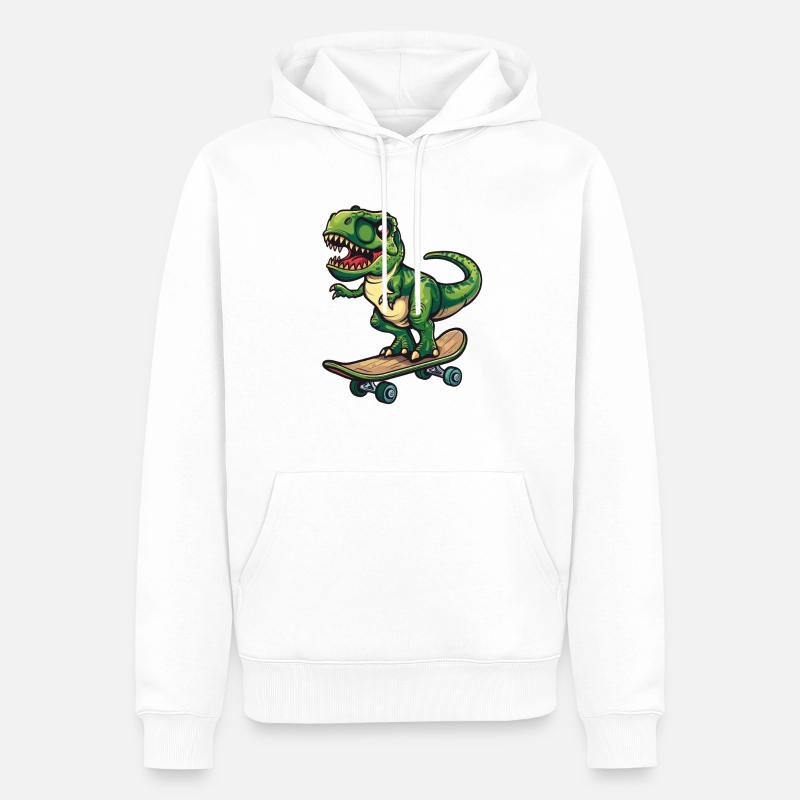Patineur T Rex - Sweat à capuche Premium bio Homme - blanc