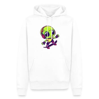 Skater Alien - Men’s Premium Organic Hoodie - white - Front - Nico (187cm)