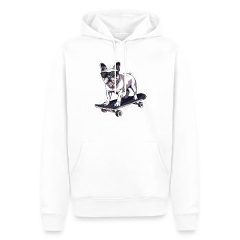 Französische Bulldogge Skateboarding - Männer Premium Bio Hoodie - Weiß - Vorne - Nico (187cm)