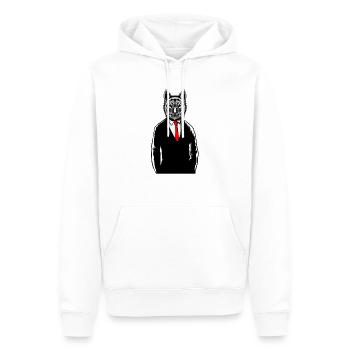 Loup portant un T-Shirt en smoking, gilet de loups canins drôle - Sweat à capuche Premium bio Homme - blanc - Devant - Nico (187cm)