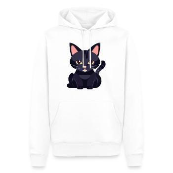 chat noir aux yeux jaunes - Sweat à capuche Premium bio Homme - blanc - Devant - Nico (187cm)