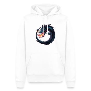 LE FEU DANS LE DRAGON - Sweat à capuche Premium bio Homme - blanc - Devant - Nico (187cm)