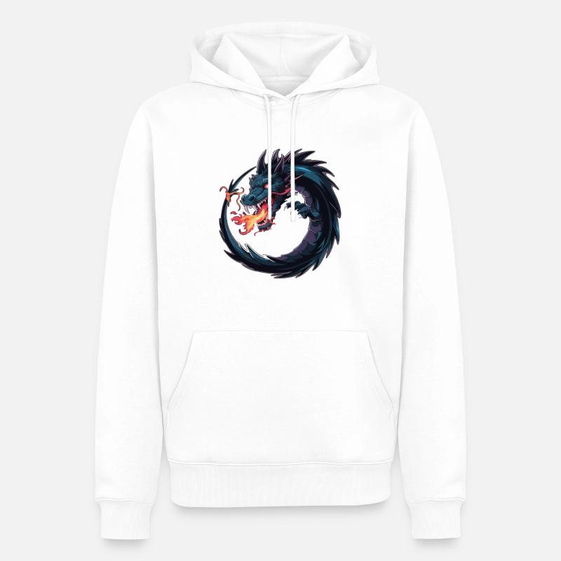 LE FEU DANS LE DRAGON - Sweat à capuche Premium bio Homme - blanc