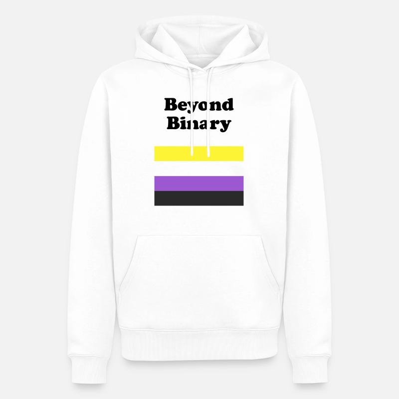 Non Binary Flag Beyond Binary - Men’s Premium Organic Hoodie - white
