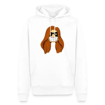 Femme brune soleil dans les yeux - Sweat à capuche Premium bio Homme - blanc - Devant - Nico (187cm)