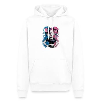 Punk Souris avec Cheveux Roses et Bleus Style Rétro - Sweat à capuche Premium bio Homme - blanc - Devant - Nico (187cm)