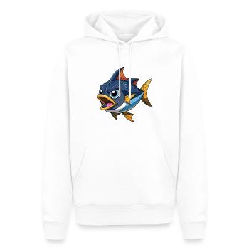 THON À NAGEOIRES NOIRES - Sweat à capuche Premium bio Homme - blanc - Devant - Nico (187cm)