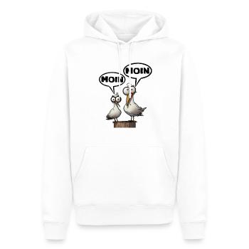 Morgenmuffel Spruch moin moin Möwen - Männer Premium Bio Hoodie - Weiß - Vorne - Nico (187cm)