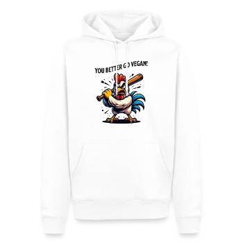 Tu ferais mieux de devenir végétalien - coq amusant - Sweat à capuche Premium bio Homme - blanc - Devant - Nico (187cm)