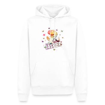 JASPER - Schöner Junge Name mit süßem DINO T-REX - Männer Premium Bio Hoodie - Weiß - Vorne - Nico (187cm)