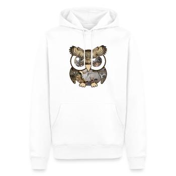 Hiboux Photos Collage Grands Yeux Mignon Oiseau Nocturne - Sweat à capuche Premium bio Homme - blanc - Devant - Nico (187cm)