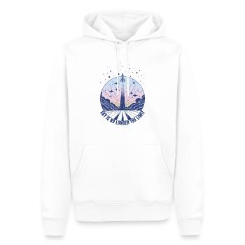 Der Himmel ist nicht mehr die Grenze - blau - Männer Premium Bio Hoodie - Weiß - Vorne - Nico (187cm)