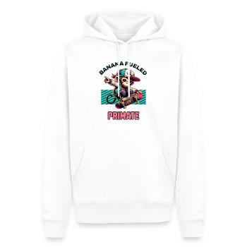 Skatender Affe banana fueled primate - Männer Premium Bio Hoodie - Weiß - Vorne - Nico (187cm)