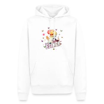 ESTHER - Beau nom de FILLE avec un DINO mignon - Sweat à capuche Premium bio Homme - blanc - Devant - Nico (187cm)