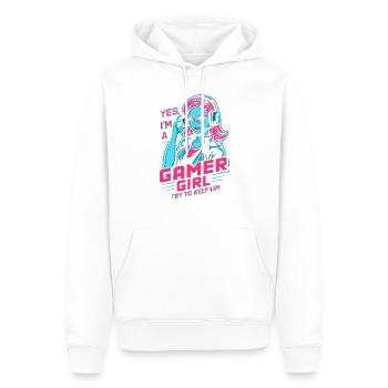 Gamer Girl - Sweat à capuche Premium bio Homme - blanc - Devant - Nico (187cm)