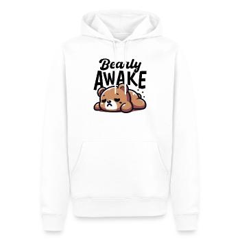 Réveillé tôt Fatigué Ours Jeu de mots Drôle Paresse Kawaii - Sweat à capuche Premium bio Homme - blanc - Devant - Nico (187cm)