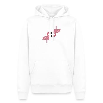 Flamant rose têtes à l’envers mignon oiseau rose amoureux - Sweat à capuche Premium bio Homme - blanc - Devant - Nico (187cm)