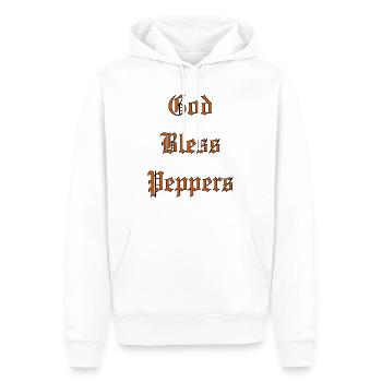 GodBlessPeppers - Men’s Premium Organic Hoodie - white - Front - Nico (187cm)
