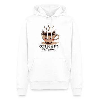 LE CAFÉ EST MON ANIMAL SPIRITUEL - Sweat à capuche Premium bio Homme - blanc - Devant - Nico (187cm)
