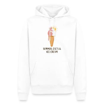 Chats d’été et crème glacée - Sweat à capuche Premium bio Homme - blanc - Devant - Nico (187cm)