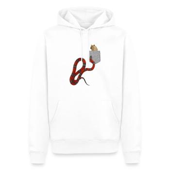 Schlange, die nach Nagetier in Ihrer falschen Tasche greift Spaß - Männer Premium Bio Hoodie - Weiß - Vorne - Nico (187cm)