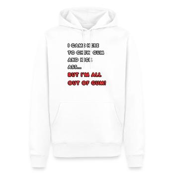 Je suis venu ici pour mâcher du chewing-gum et botter des fesses... - Sweat à capuche Premium bio Homme - blanc - Devant - Nico (187cm)