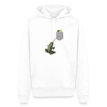 Froschzunge, die nach Kaulquappe in Ihrer Tasche greift - Männer Premium Bio Hoodie - Weiß - Vorne - Nico (187cm)