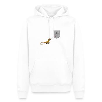 Eidechsenzunge, die nach der Fliege im falschen Taschenspaß greift - Männer Premium Bio Hoodie - Weiß - Vorne - Nico (187cm)