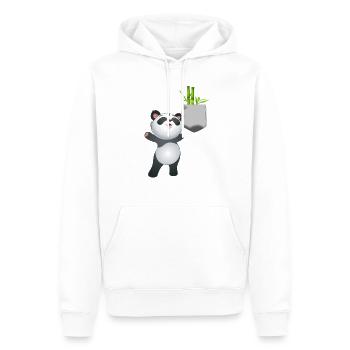 Panda greift nach Bambus in Ihrer falschen Tasche Spaß - Männer Premium Bio Hoodie - Weiß - Vorne - Nico (187cm)