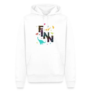 FINN - Schöner Jungen Name mit Dinosaurier - Männer Premium Bio Hoodie - Weiß - Vorne - Nico (187cm)